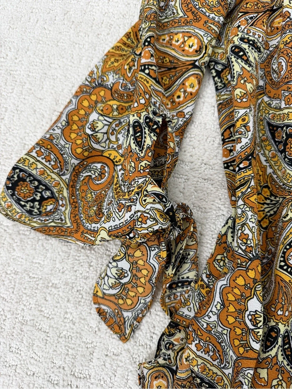 Michael‎ Kors Printed Tie-Sleeve Blouse in Mustard Paisley